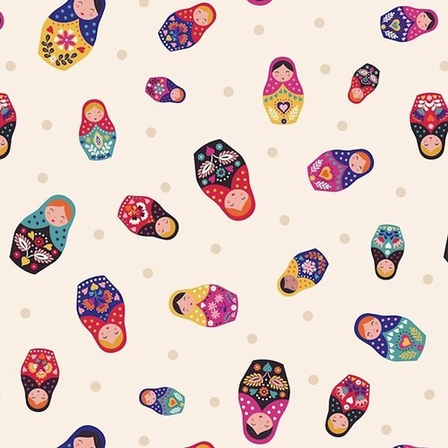 Fabric Remnant | Little Matryoshka Russian Babushka Dolls(30 x 112cm)
