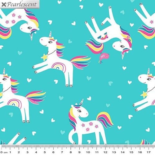Fabric Remnant | Unicorn Magic Pearlescent Love Aqua (52cm x 112cm)