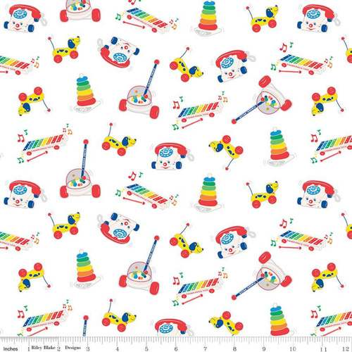 Fabric Remnant | Fisher Price Toy Toss White (64cm x 112cm)