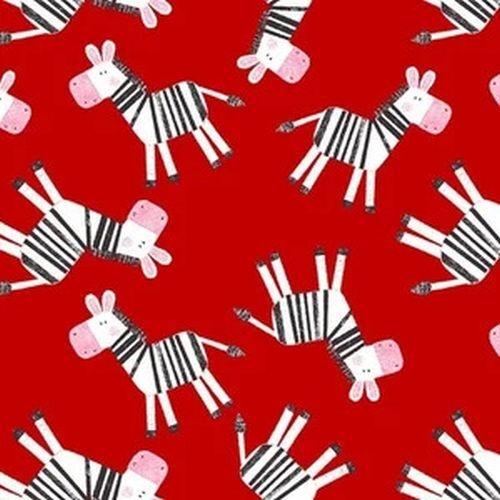 Fabric Remnant | Numbers in the Jungle Zebra Red  (54cm x 112cm)