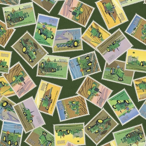 Fabric Remnant | Licensed John Deere Tractors Stamps (76cm x 112cm)