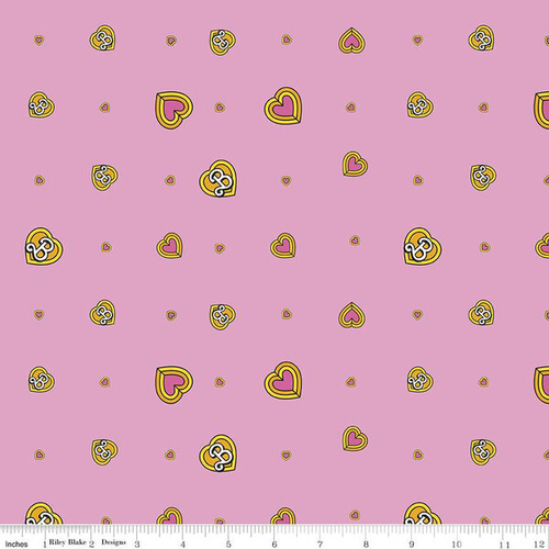 Fabric Remnant | Licensed Malibu Barbie™ Hearts Pink (86cm x 112cm)
