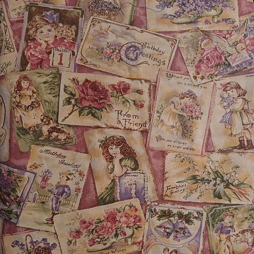Fabric Remnant | 	RARE Age of Innocence Post Cards (62cm x 112cm)