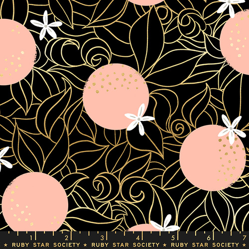 Fabric Remnant | 	 Ruby Star Florida Orange Blossoms  (90cm x 112cm)