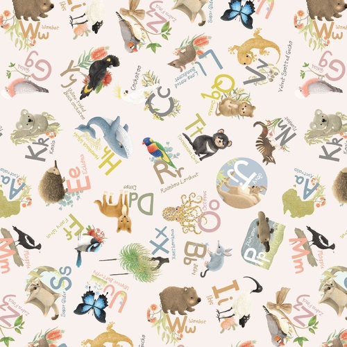 Fabric Remnant | Jen Digital Art Australian Animal Alphabet (84cm x 112cm)