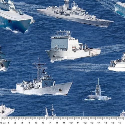 Fabric Remnant | Navy Australia Naval Fleet Allover (60cm x 112cm)