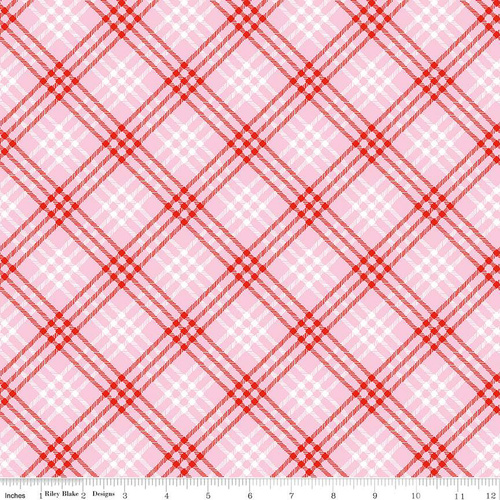 Fabric Remnant | Riley Blake Christmas Joys Plaid Pink (50cm x 112cm)