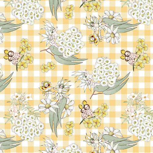 Devonstone | May Gibbs Garden Playtime Gingham Floral Yellow MG1054
