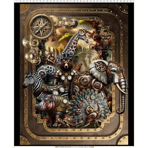 In The Beginning | Steampunk Menagerie -36" Animals Panel 1ST-1