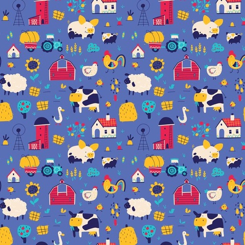 Devonstone | Pasture Bedtime Allover Farm Blue DV7261