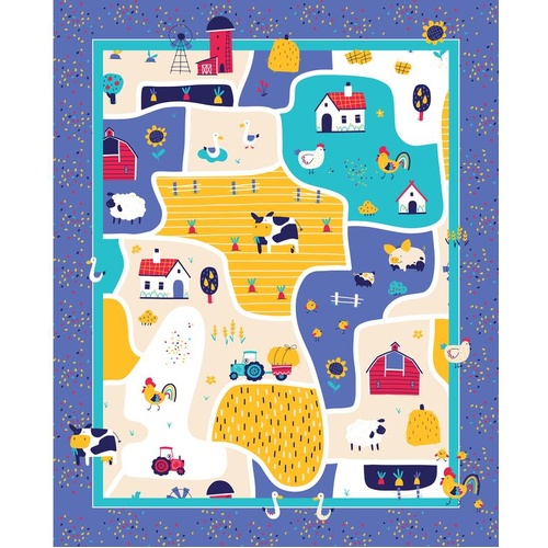 Devonstone | Pasture Bedtime Farm 36" Cot Quilt Panel DV7258