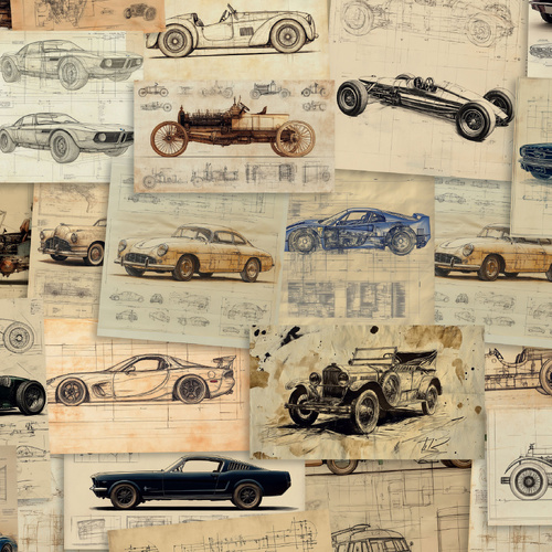 Devonstone | Uno Vintage Car Blueprints DV6881
