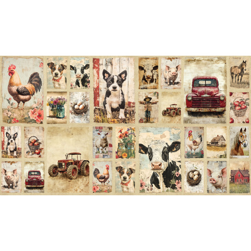 Devonstone | Coops Farm Patchwork Blocks 24" Panel DV6795