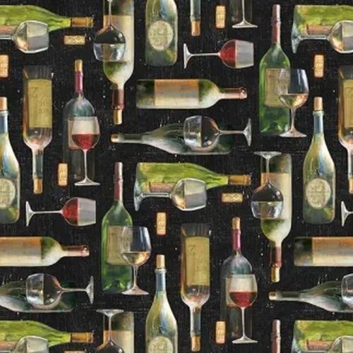 Fabric Remnant |  Life Happens, Wine Helps Wine  (94cm x 112cm)