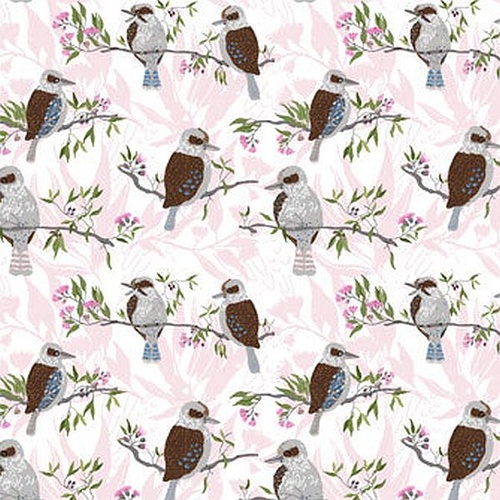 Fabric Remnant |Aussie Feathered Friends Kookaburras (49cm x 112cm)