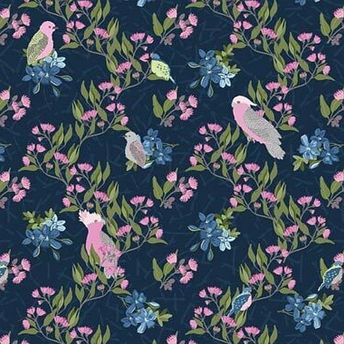 Fabric Remnant |Aussie Feathered Friends Bush Birds (49cm x 112cm)