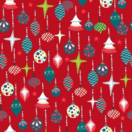 Fabric Remnant |Aussie Bush Christmas Baubles Red (66cm x 112cm)