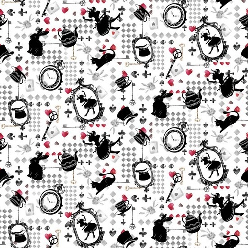 Fabric Remnant |Alice in Wonderland Silhouettes (72cm x 112cm)