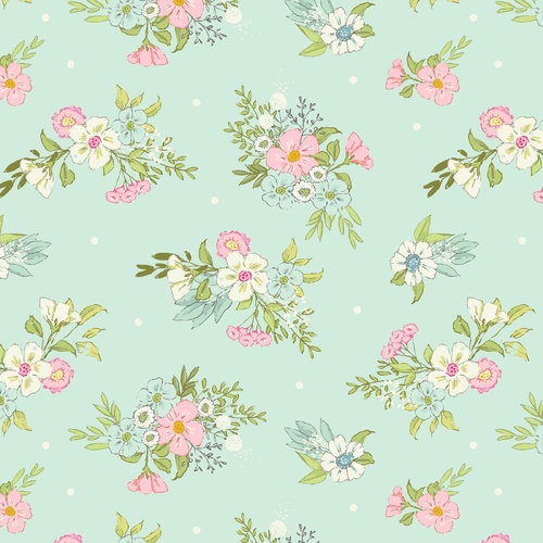 Fabric Remnant |	Playful Spring Mixed Floral Bunches (80cm x 112cm)