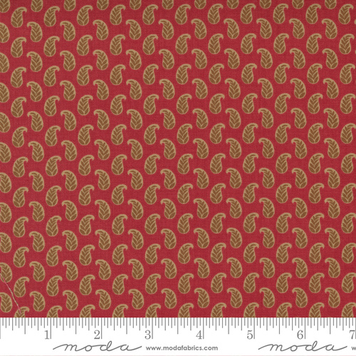Fabric Remnant |Moda Bonheur De Jour Laurent Leaf Rouge (72cm x 112cm)