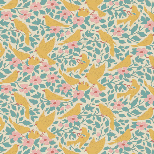 Tilda | Songbird Ava Bird Floral Mustard Teal 100660