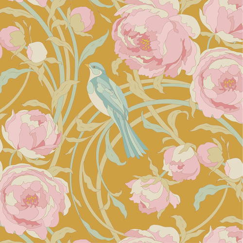 Tilda | Songbird Cora Bird Floral Mustard 100657
