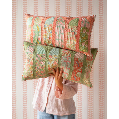Tilda | Songbird Bird Floral Garden View Pillow CORAL
