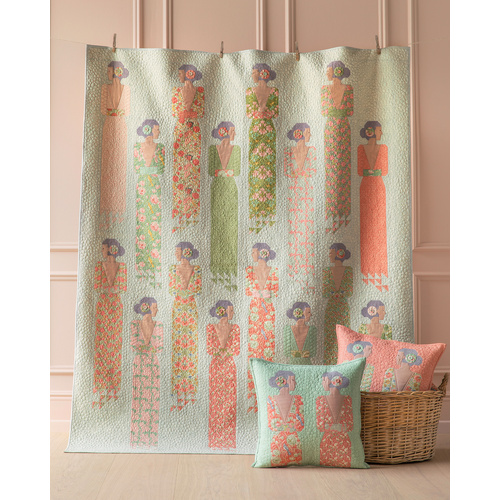 Tilda | Songbird Bird Floral Soiree Nouveau Lady Quilt Kit CORAL GREEN