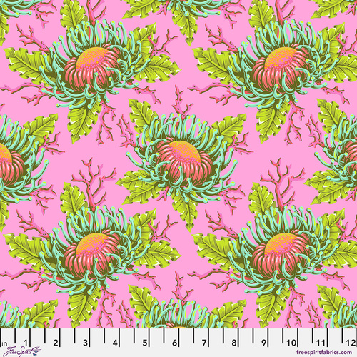 Tula Pink | Floral Reef - Friends & Anemones PWTP265 CORALLINE
