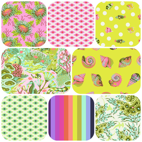 Tula Pink | Floral Reef Fabric Bundle Yellow/Pink - 8 Designs