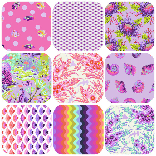 Tula Pink | Floral Reef Fabric Bundle Lavender/Pink - 9 Designs