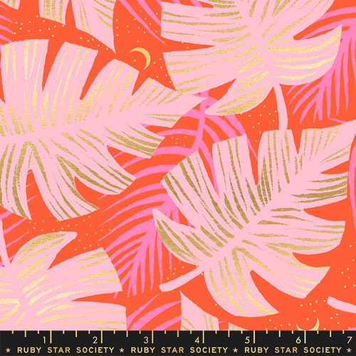 Fabric Remnant | Ruby Star Florida Shade Palms  (92cm x 112cm)