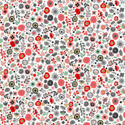 Fabric Remnant | Pamper Scattered Floral White (53cm x 112cm)