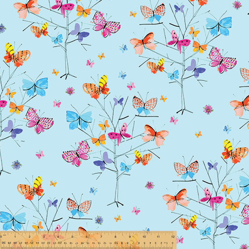 Fabric Remnant |Tree of Life Butterflies Sky (79cm x 112cm)