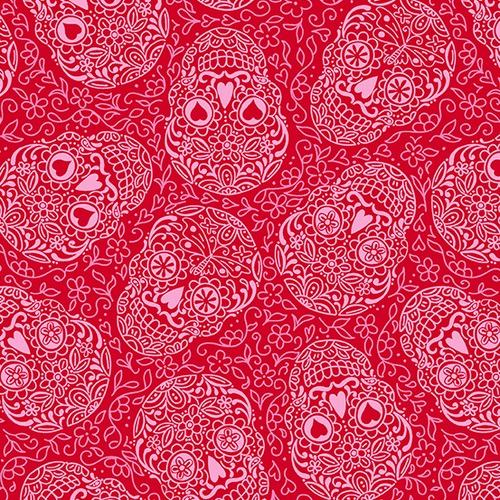 Fabric Remnant |	 Day of the Dead Skull Silhouettes(68cm x 112cm)