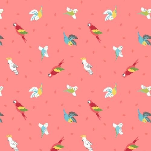 Fabric Remnant |	 Small Things Birds Tropical (43cm x 112cm)