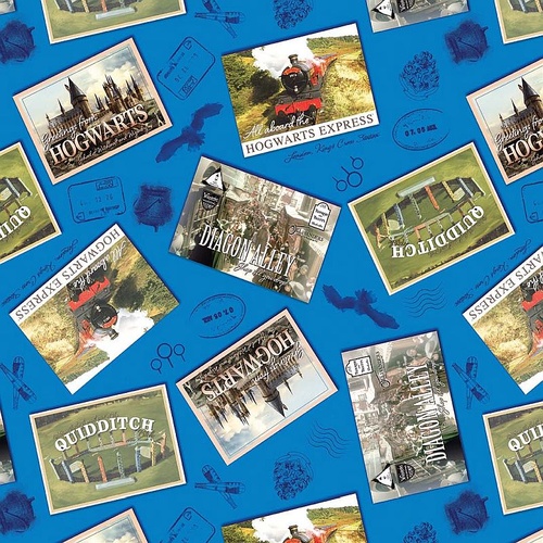 Benartex | Harry Potter | Postcards Royal Blue 15215-56