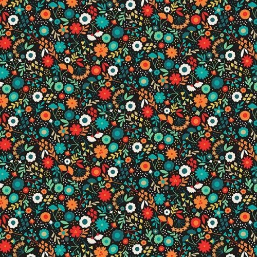 $6.95/Metre -Folk Friends  Scattered Floral 2302X