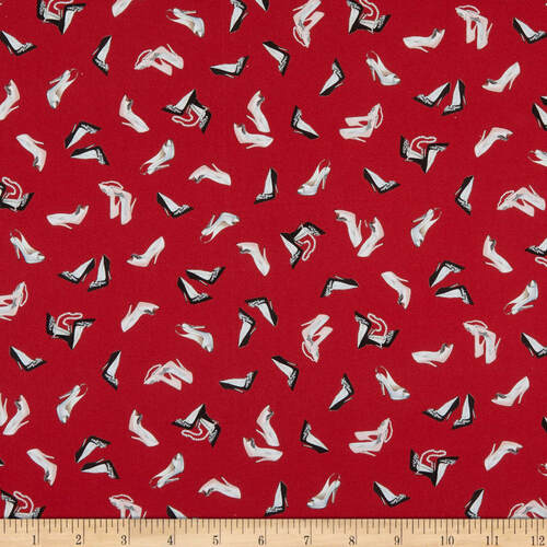 $6.95/Metre - French Couture High Heels Red 4287R