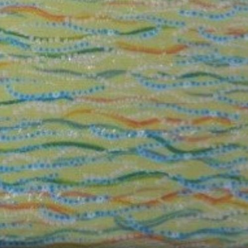 $6.95/Metre -Fynn Wavy Waves Green Multi 459 G