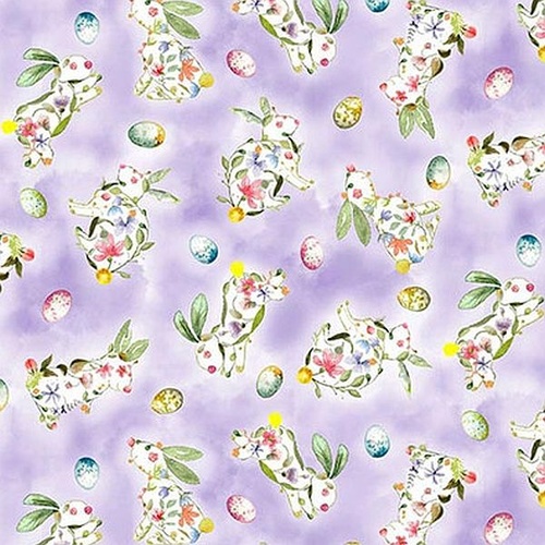 Henry Glass | Basket Full of Blessings | Floral Bunny Toss Lavender 2134-55