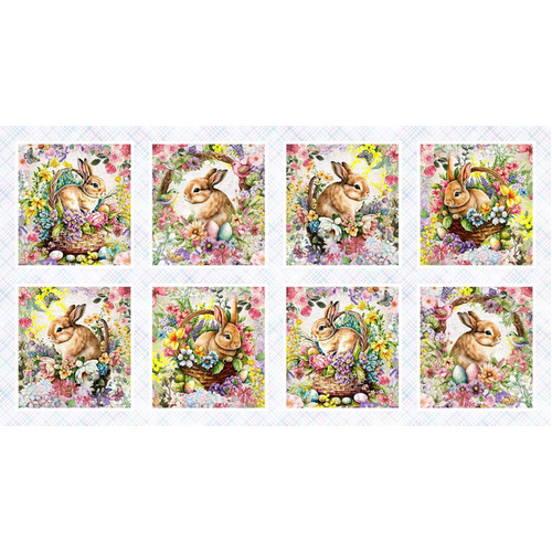 Henry Glass | Basket Full of Blessings | Bunny Block 24" Panel 2141B-05