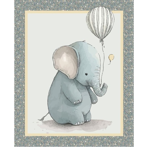 Devonstone | Elephant Balloon Cot Quilt 36" Panel DV7451