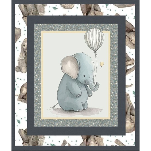 Devonstone | Elephant Balloon Cot Quilt Panel Kit - Beginner