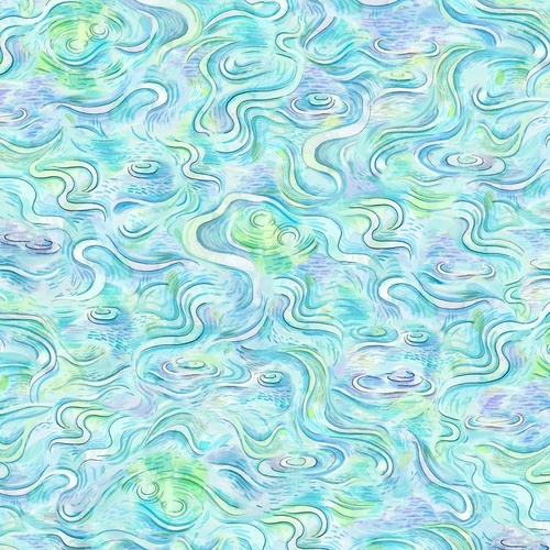 P & B Textiles | Pondside Pals | Water Ripples Blue Green | PB6039BG