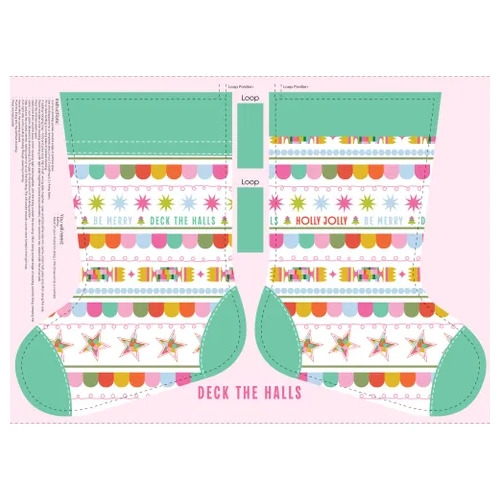 Super Sale | Deck the Halls Christmas Stocking Panel DV6930
