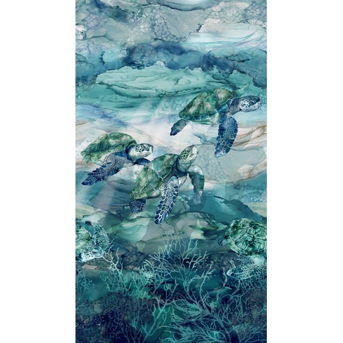 Super Sale | Northcott | Sea Breeze Turtles 24" Panel DP27095-44