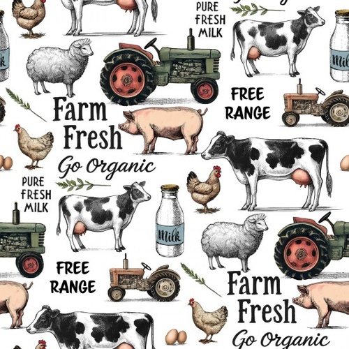 Nutex | Farmyard Animals Montage | Multi White 819101-1