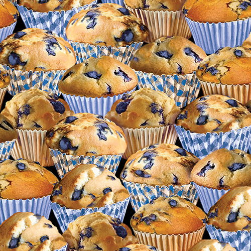 $9.95/M | Benartex | Blueberry Hill Yummy Muffins Blue 4299