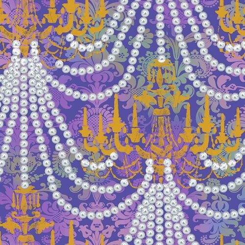 $9.95/M | Michael Miller | Think Like a Queen Chandelier Pearls Gold 0472B